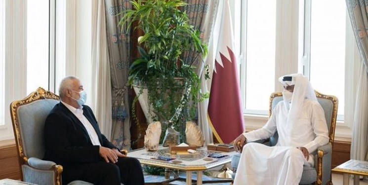 دیدار هنیه با امیر قطر پس از آشتی دوحه و ریاض