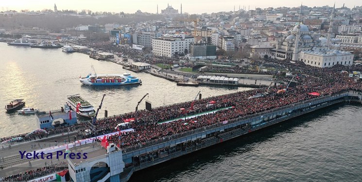 تظاهرات ده‌ها هزار نفری در استانبول در حمایت از غزه
