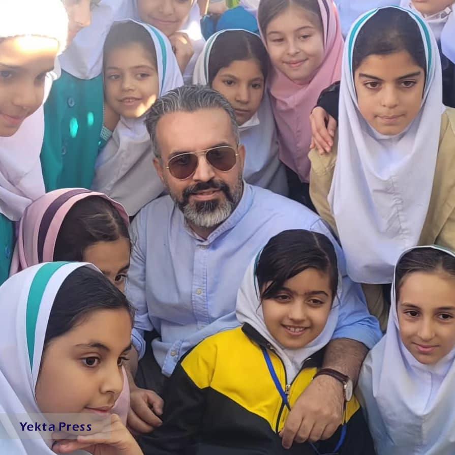 بازدید دکتر اشکان تقی پور از مدرسه 12کلاسه‌ی تازه به‌ بهره برداری رسیده‌ی موسسه خیریه یک گامان در شهرستان کازرون استان فارس